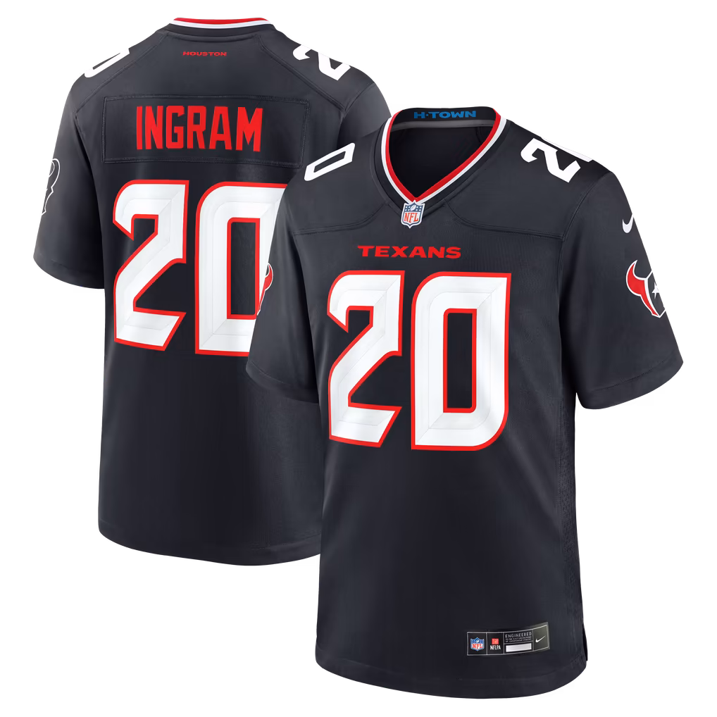 Men's Houston Texans Ja'Marcus Ingram Nike Navy Team Game Jersey - SUjersey01