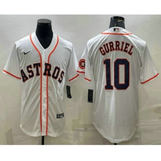 Men's Houston Astros #10 Yuli Gurriel White With Patch Stitched MLB Cool Base Nike Jersey - Ujersey