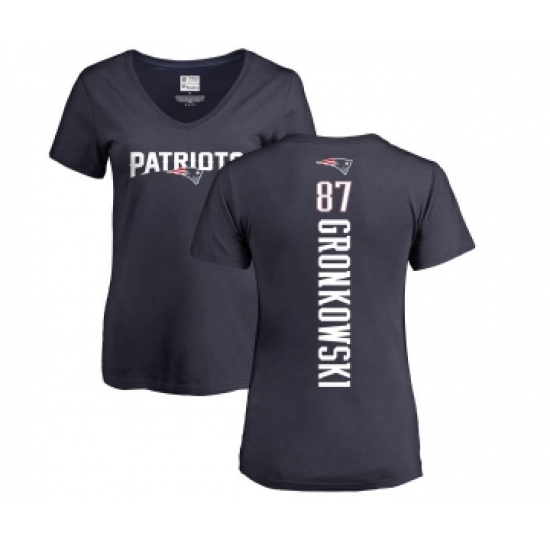 Football Women's New England Patriots #87 Rob Gronkowski Navy Blue Backer T-Shirt - Ujersey