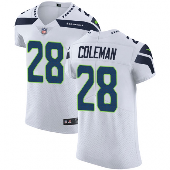 Men's Nike Seattle Seahawks #28 Justin Coleman White Vapor Untouchable Elite Player NFL Jersey - Ujersey
