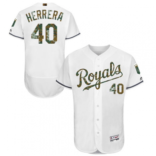Men's Majestic Kansas City Royals #40 Kelvin Herrera Authentic White 2016 Memorial Day Fashion Flex Base MLB Jersey - Ujersey