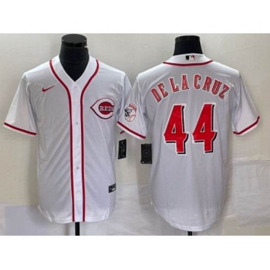 Men's Nike Cincinnati Reds #44 Elly De La Cruz White Cool Base Stitched Baseball Jersey - Ujersey