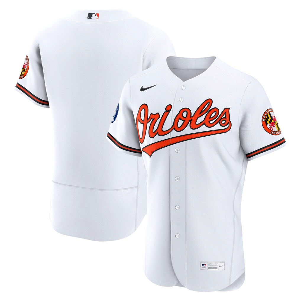 Men's Baltimore Orioles Nike White Home Sponsor Patch Authentic Jersey - Ujersey