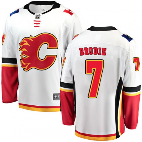 Men's Calgary Flames #7 TJ Brodie Fanatics Branded White Away Breakaway NHL Jersey - Ujersey