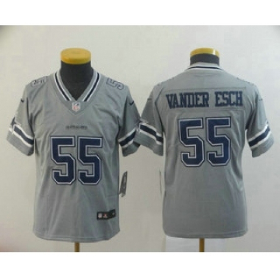 Youth Dallas Cowboys #55 Leighton Vander Esch Grey 2019 Inverted Legend Stitched NFL Nike Limited Jersey - Ujersey
