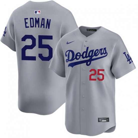 Men's Los Angeles Dodgers #25 Tommy Edman Gray Limited Stitched Baseball Jersey - Ujersey