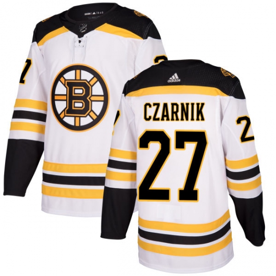 Youth Adidas Boston Bruins #27 Austin Czarnik Authentic White Away NHL Jersey - Ujersey