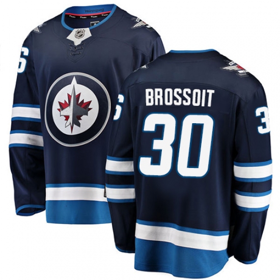 Men's Winnipeg Jets #30 Laurent Brossoit Fanatics Branded Navy Blue Home Breakaway NHL Jersey - Ujersey