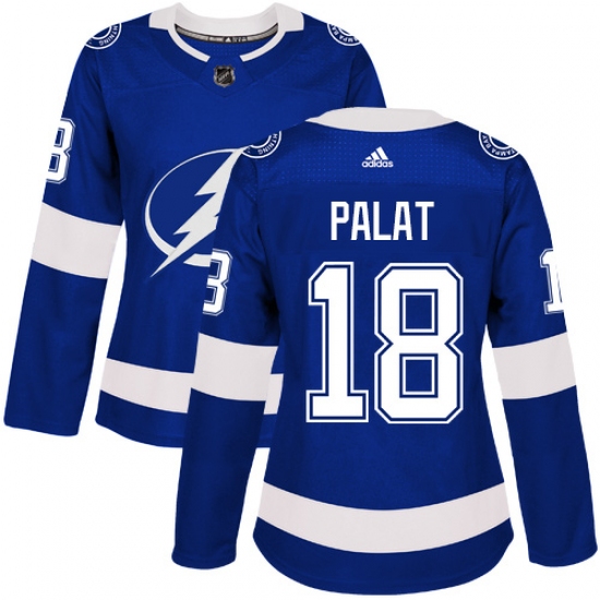 Women's Adidas Tampa Bay Lightning #18 Ondrej Palat Authentic Royal Blue Home NHL Jersey - Ujersey