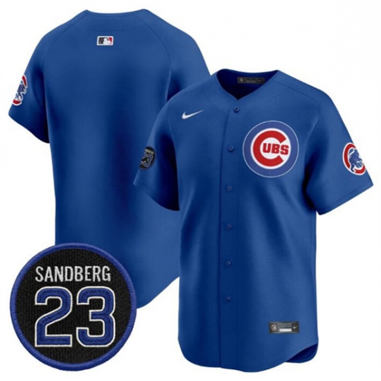Men's Chicago Cubs Blank Royal 'Ryne Sandberg Tribute' Vapor Limited V2 Stitched Baseball Jersey - Ujersey