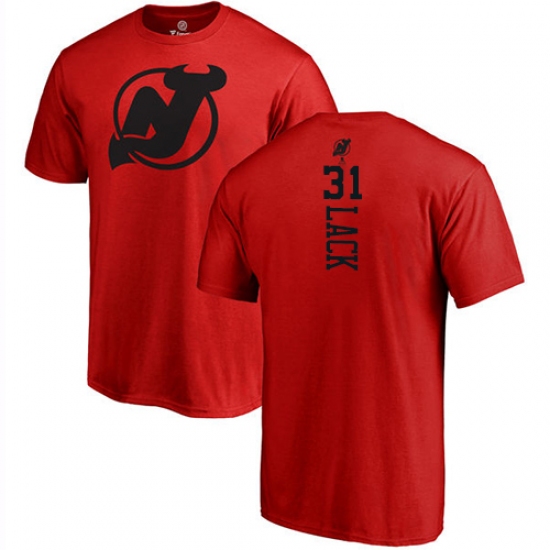 NHL Adidas New Jersey Devils #31 Eddie Lack Red One Color Backer T-Shirt - Ujersey