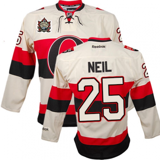 Men's Reebok Ottawa Senators #25 Chris Neil Authentic Cream 2014 Heritage Classic NHL Jersey - Ujersey