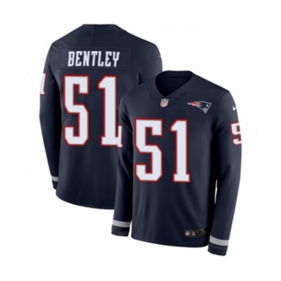 Men's Nike New England Patriots #51 Ja'Whaun Bentley Limited Navy Blue Therma Long Sleeve NFL Jersey - Ujersey