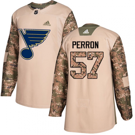 Youth Adidas St. Louis Blues #57 David Perron Authentic Camo Veterans Day Practice NHL Jersey - Ujersey