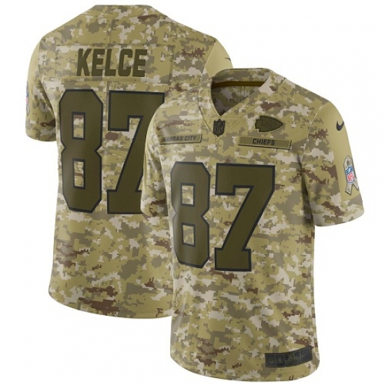 Youth Nike Kansas City Chiefs #87 Travis Kelce Limited Camo 2018 Salute to Service NFL Jersey - Ujersey