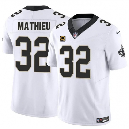 Men's New Orleans Saints #32 Tyrann Mathieu White 2024 F.U.S.E With 4-Star C Vapor Limited Stitched Football Jersey - Ujersey