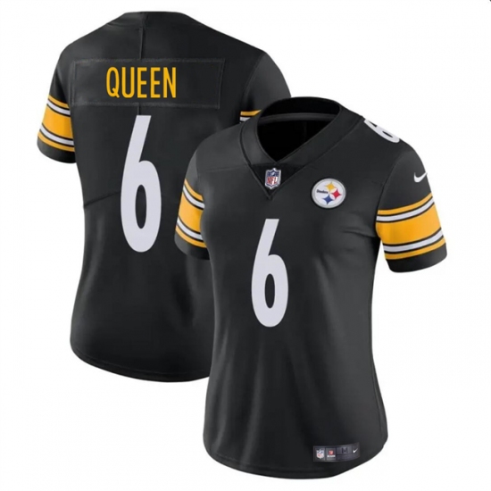 Women's Pittsburgh Steelers #6 Patrick Queen Black Vapor Football Stitched Jersey(Run Small) - Ujersey