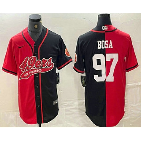 Men's San Francisco 49ers #97 Nick Bosa Red Black Two Tone Cool Base Stitched Baseball Jersey - Ujersey