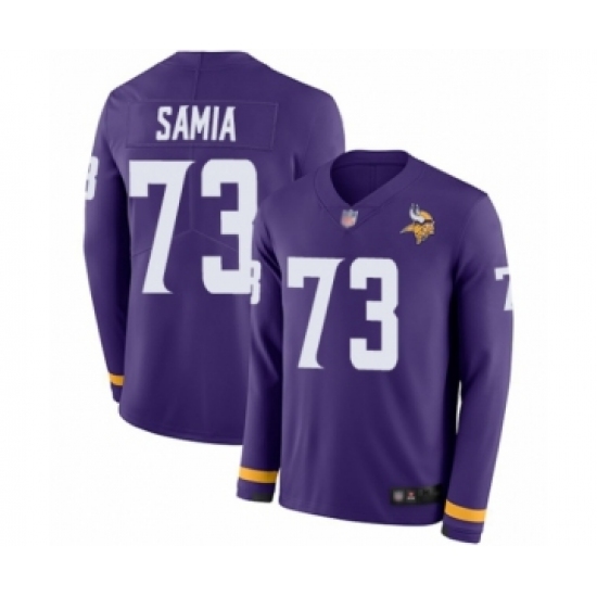 Youth Minnesota Vikings #73 Dru Samia Limited Purple Therma Long Sleeve Football Jersey - Ujersey