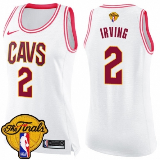 Women's Nike Cleveland Cavaliers #2 Kyrie Irving Swingman White/Pink Fashion 2018 NBA Finals Bound NBA Jersey - Ujersey