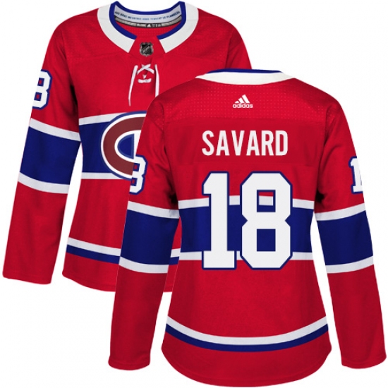 Women's Adidas Montreal Canadiens #18 Serge Savard Premier Red Home NHL Jersey - Ujersey