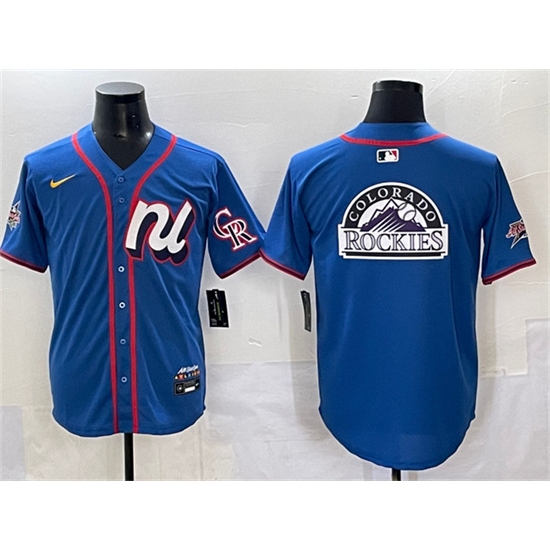 Men's National League Colorado Rockies Team Big Logo Blue 2025 All-Star Edition Limited Stitched Baseball Jersey - Ujersey
