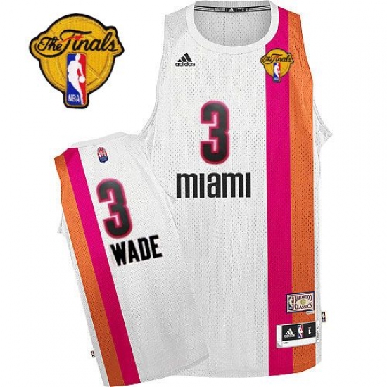 Men's Adidas Miami Heat #3 Dwyane Wade Swingman White ABA Hardwood Classic Finals Patch NBA Jersey - Ujersey