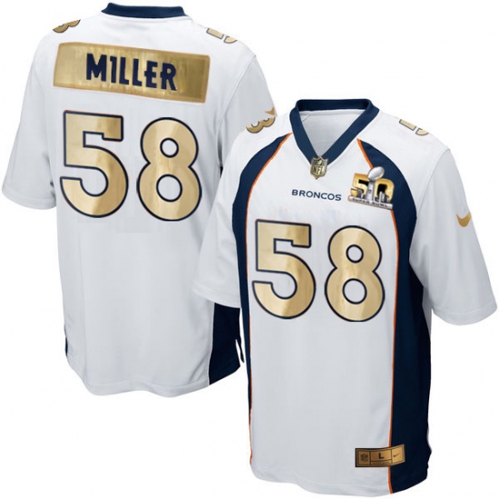 Men's Nike Denver Broncos #58 Von Miller Game White Super Bowl 50 Collection NFL Jersey - Ujersey