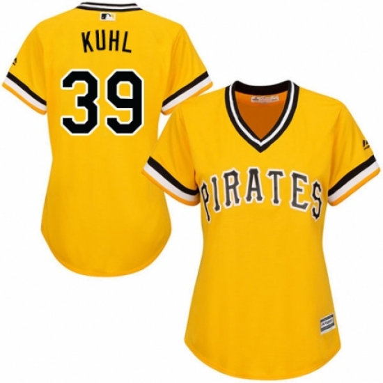 Women's Majestic Pittsburgh Pirates #39 Chad Kuhl Authentic Gold Alternate Cool Base MLB Jersey - Ujersey