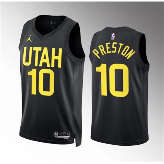 Men's Utah Jazz #10 Jason Preston Black Statement Edition Stitched Basketball Jersey - Ujersey