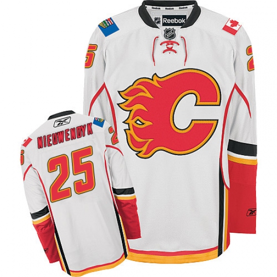 Men's Reebok Calgary Flames #25 Joe Nieuwendyk Authentic White Away NHL Jersey - Ujersey
