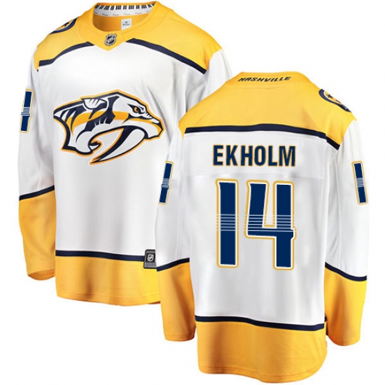 Men's Nashville Predators #14 Mattias Ekholm Fanatics Branded White Away Breakaway NHL Jersey - Ujersey