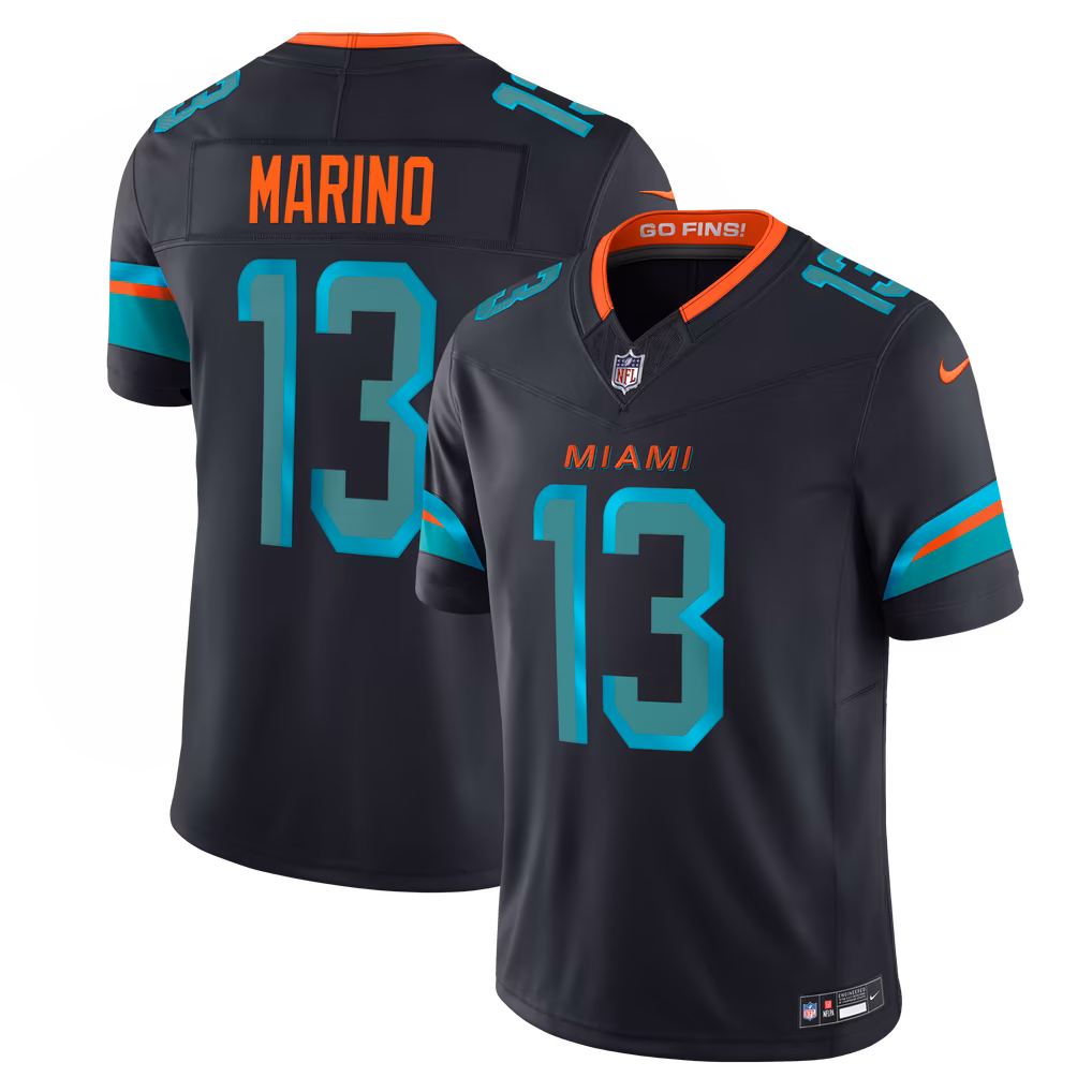 Men's Miami Dolphins Dan Marino Nike Navy Rivalries Collection Stitched Limited Jersey - Ujersey