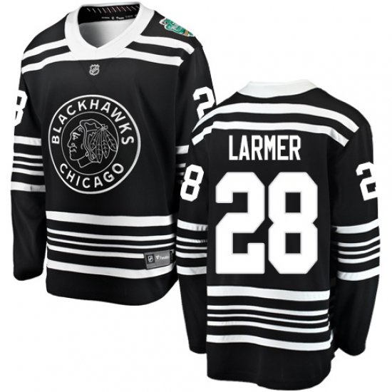 Men's Chicago Blackhawks #28 Steve Larmer Black 2019 Winter Classic Fanatics Branded Breakaway NHL Jersey - Ujersey