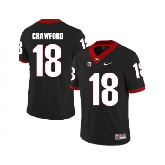 Georgia Bulldogs 18 Ricardo Crawford Black College Football Jersey - Ujersey