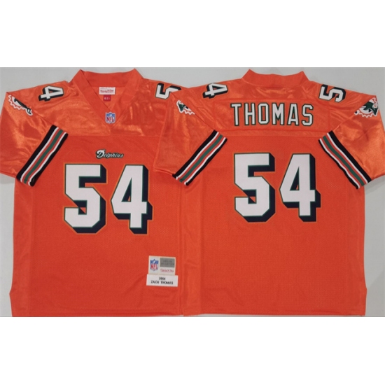 Men's Miami Dolphins #54 Zach Thomas Orange Throwback Stitched Football Jersey - Ujersey