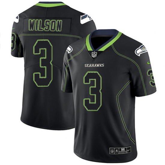Men's Nike Seattle Seahawks #3 Russell Wilson Limited Lights Out Black Rush NFL Jersey - Ujersey