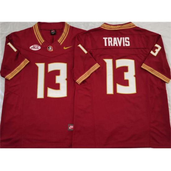 Men's Florida State Seminoles #13 Jordan Travis Red 2023 F.U.S.E Stitched Jersey - Ujersey