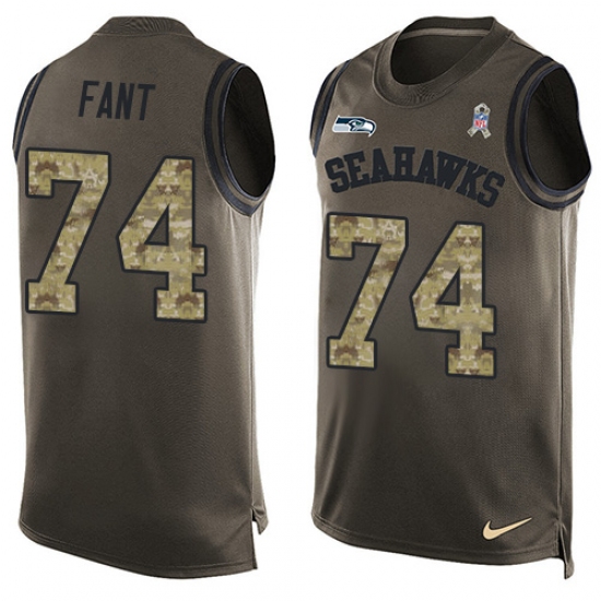 Men's Nike Seattle Seahawks #74 George Fant Limited Green Salute to Service Tank Top NFL Jersey - Ujersey
