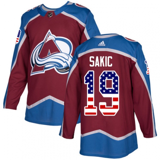 Men's Adidas Colorado Avalanche #19 Joe Sakic Authentic Burgundy Red USA Flag Fashion NHL Jersey - Ujersey