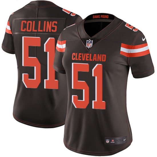 Women's Nike Cleveland Browns #51 Jamie Collins Brown Team Color Vapor Untouchable Limited Player NFL Jersey - Ujersey