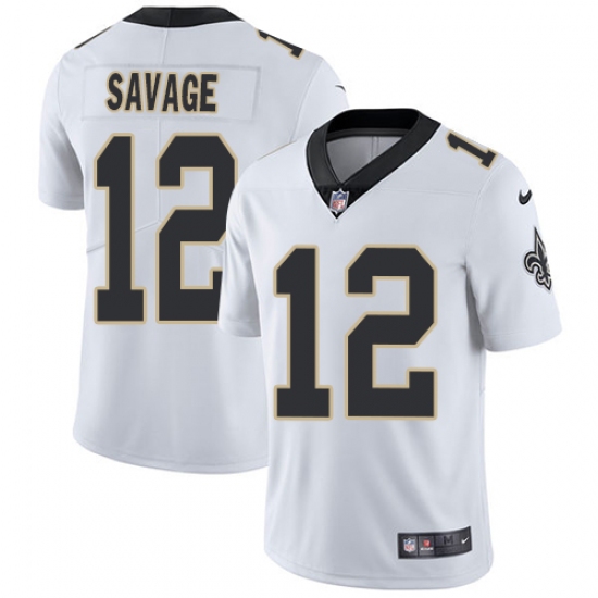 Youth Nike New Orleans Saints #12 Tom Savage White Vapor Untouchable Limited Player NFL Jersey - Ujersey