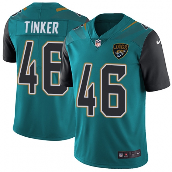Men's Nike Jacksonville Jaguars #46 Carson Tinker Teal Green Team Color Vapor Untouchable Limited Player NFL Jersey - Ujersey