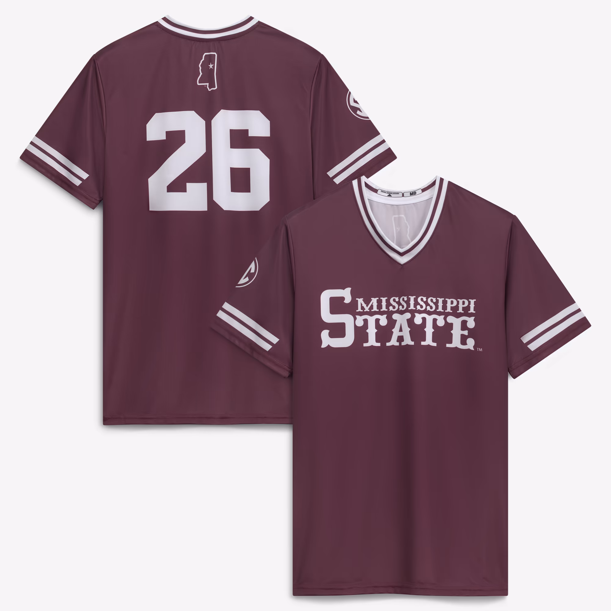 Men's No Brand Maroon Mississippi State Bulldogs Triform V-Neck Baseball Jersey - Ujersey