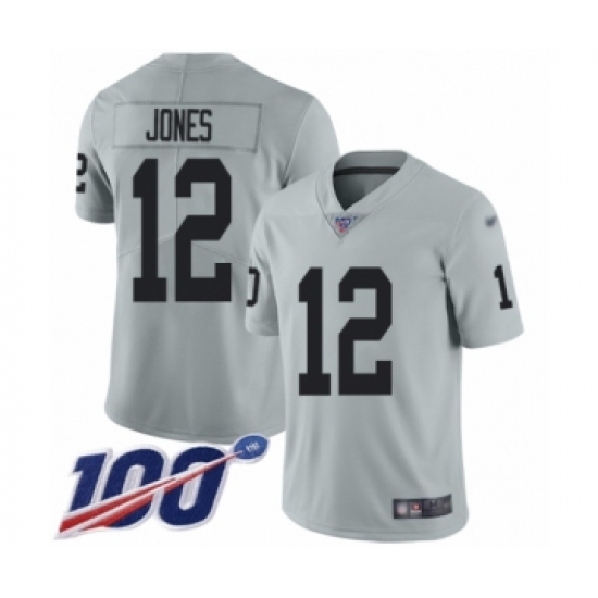 Youth Oakland Raiders #12 Zay Jones Limited Silver Inverted Legend 100th Season Football Jersey