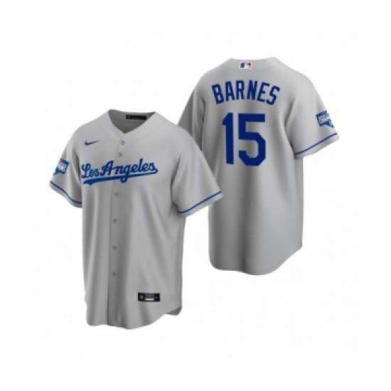 Men's Los Angeles Dodgers #15 Austin Barnes Gray 2020 World Series Champions Replica Jerseys - Ujersey