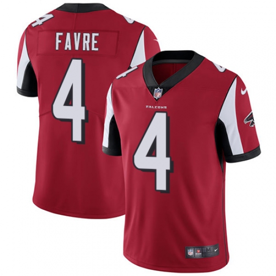 Men's Nike Atlanta Falcons #4 Brett Favre Red Team Color Vapor Untouchable Limited Player NFL Jersey - Ujersey