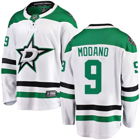Youth Dallas Stars #9 Mike Modano Authentic White Away Fanatics Branded Breakaway NHL Jersey
