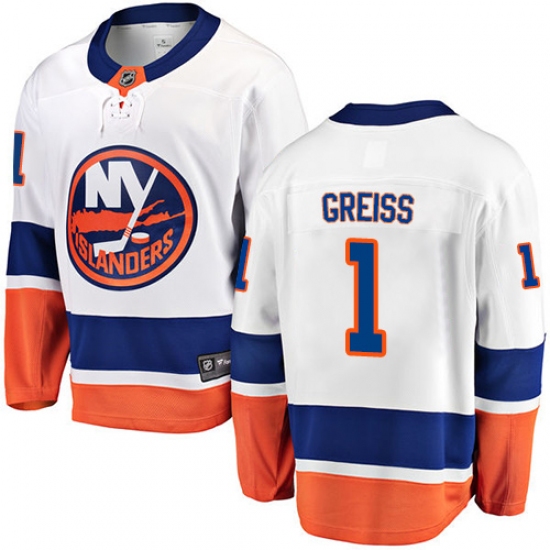Men's New York Islanders #1 Thomas Greiss Fanatics Branded White Away Breakaway NHL Jersey - Ujersey