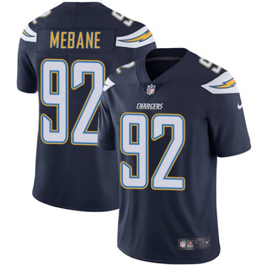 Men's Nike Los Angeles Chargers #92 Brandon Mebane Navy Blue Team Color Vapor Untouchable Limited Player NFL Jersey - Ujersey